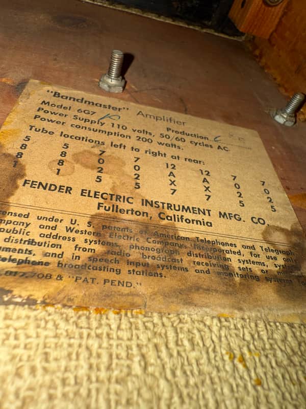 1961 Fender Bandmaster 6G7-A 40-Watt 1x12" Piggyback Guitar Amp - Brown