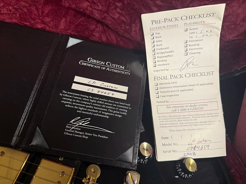 2008 Gibson Custom Shop Les Paul Custom 3 Pickup - Black