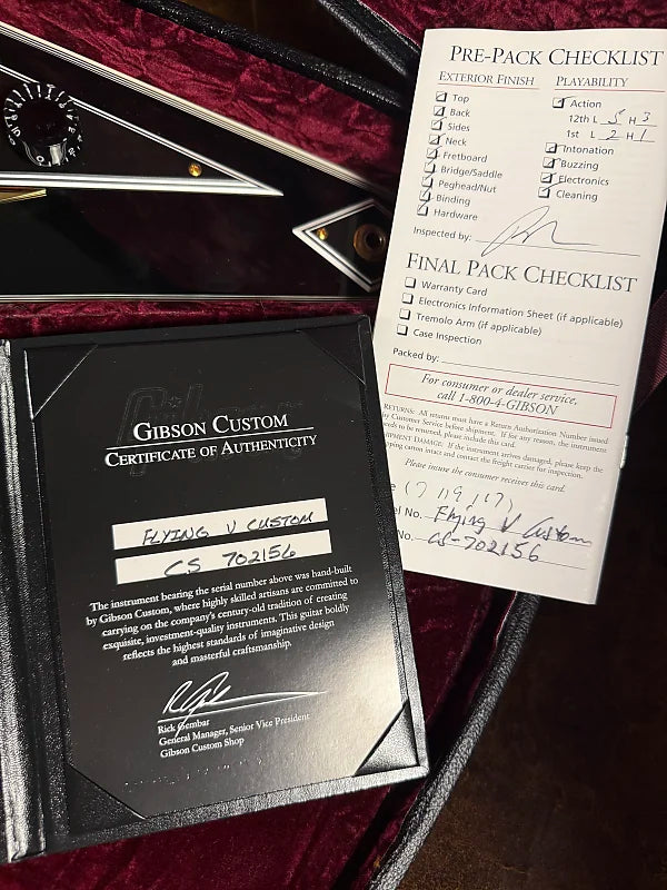 2017 Gibson Custom Shop Flying V Custom - Black