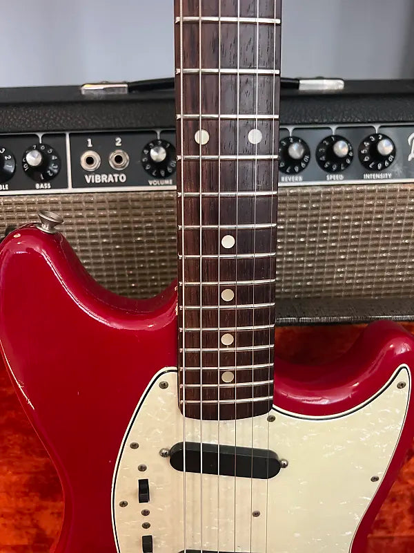1964 Fender Mustang Guitar with Rosewood Fretboard - Dakota Red - OHSC