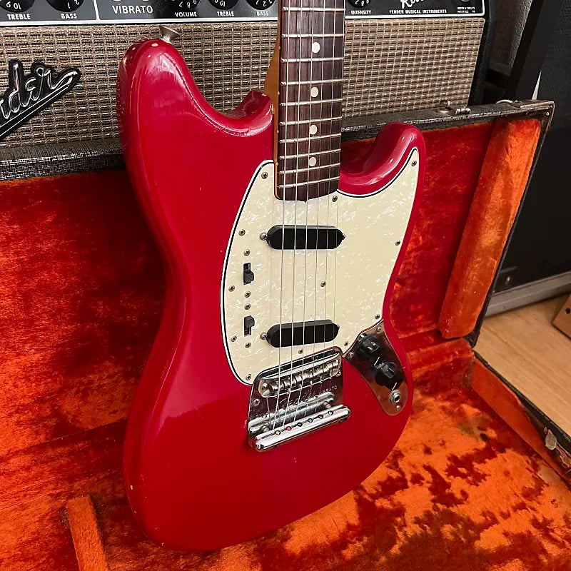 1964 Fender Mustang Guitar with Rosewood Fretboard - Dakota Red - OHSC