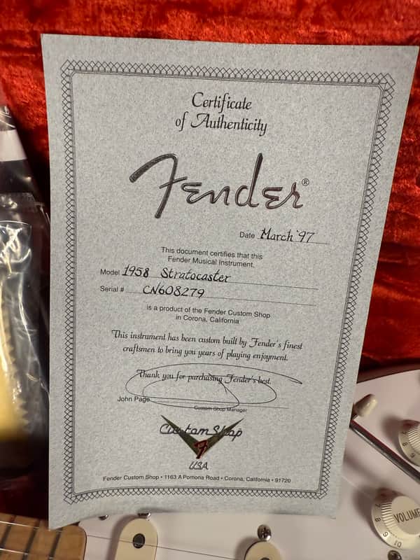 1997 Fender Custom Shop 1958 Stratocaster - Silver