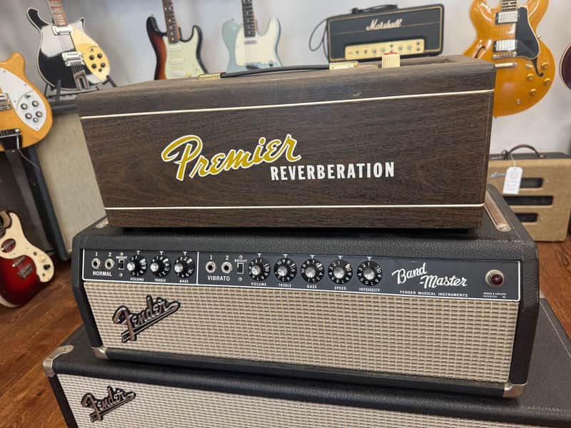 1966 Fender Bandmaster Piggyback Guitar Amp - Black Panel - W/ Premier Reverb