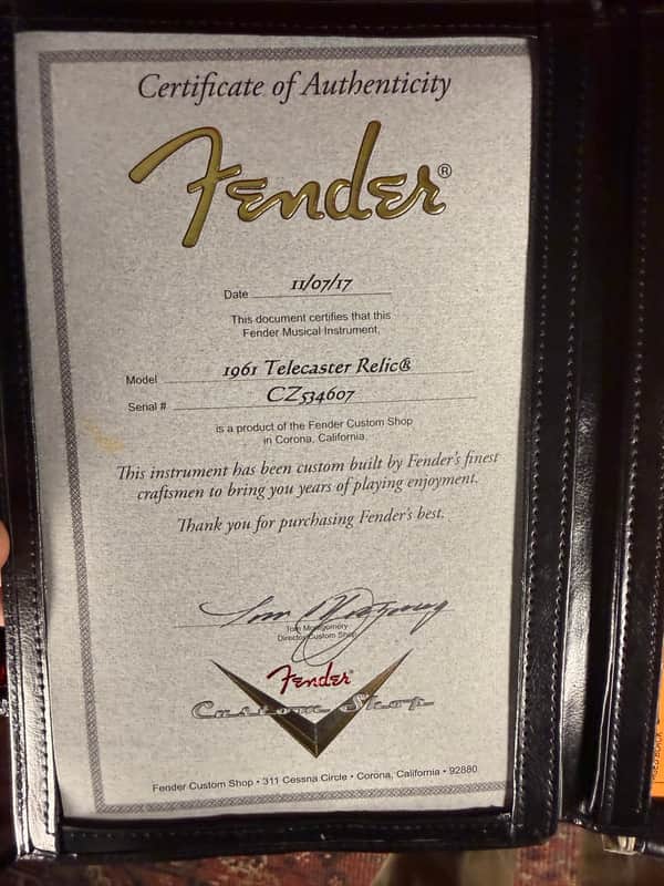 2017 Fender Custom Shop ‘61 Telecaster Relic - Black
