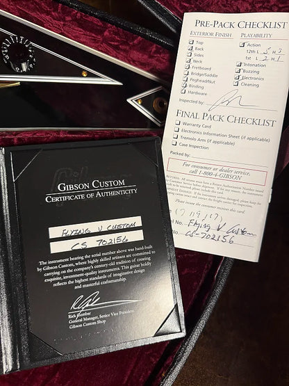 2017 Gibson Custom Shop Flying V Custom - Black