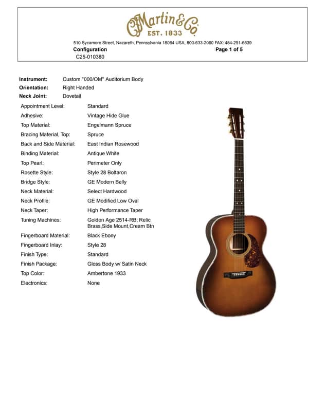 2025 Martin Custom Shop OM-28 Style - Shadetop