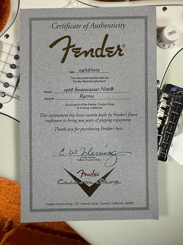 2019 Fender Custom Shop '68 Reissue Stratocaster NOS - Olympic White
