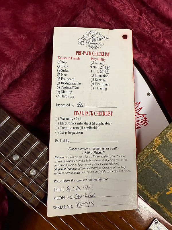 1999 Gibson Custom Shop '63 Firebird I Reissue - Vintage Sunburst - OHSC